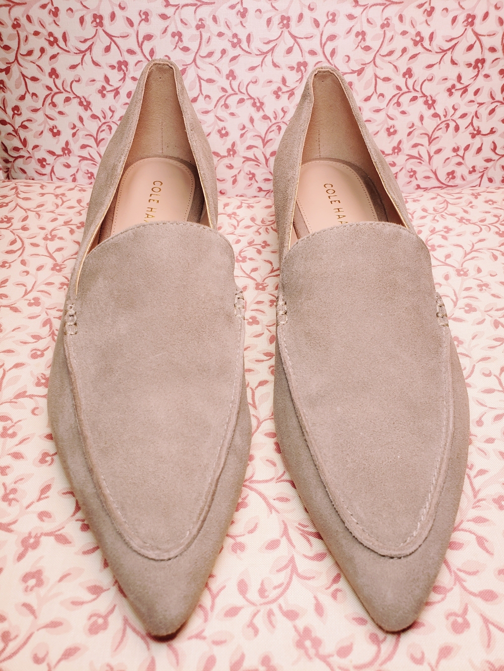 Cole Haan Taupe Suede Pointed-Toe Loafers for Women - Picture 5 of 7